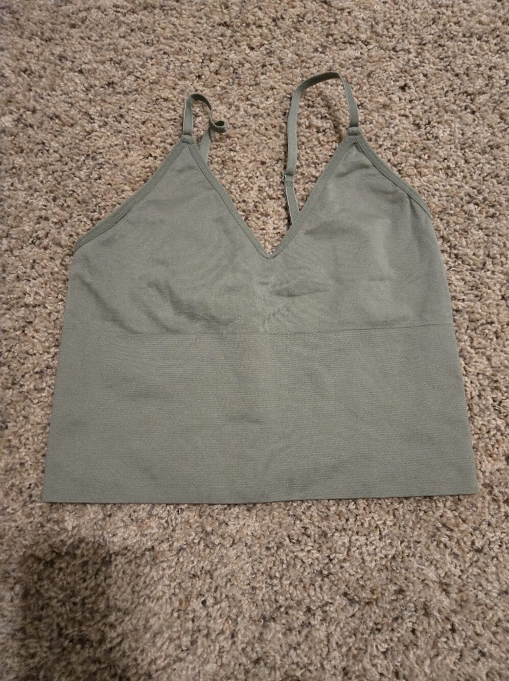 Streetwear Society Olive Green V‑Neck Seamless Cami Tank Top
